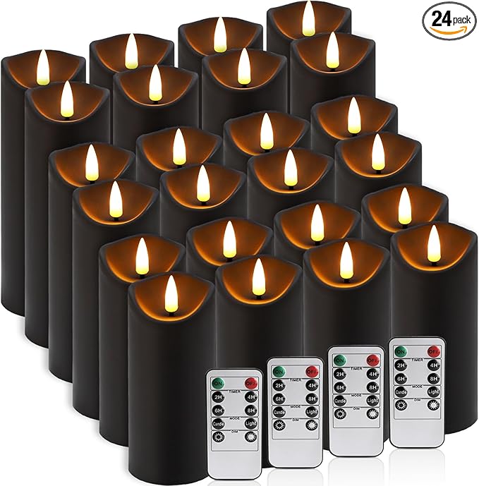 24 Pack Halloween Decoration Flickering Flameless Candles, Battery Operated LED by YOROXRG