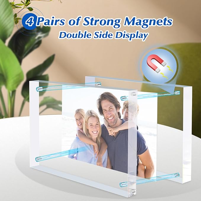 5x7 Acrylic Magnetic Picture Frame, 20 mm Thick Clear Double Sided Freestanding - Image 4