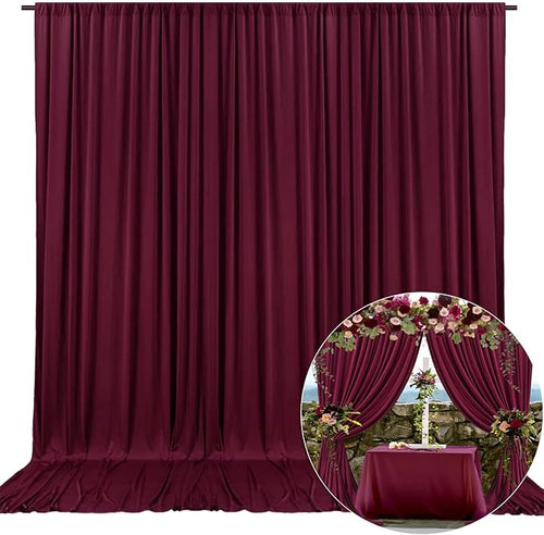 10 x 10 Feet Burgundy Backdrop Curtain by ZEBMOON