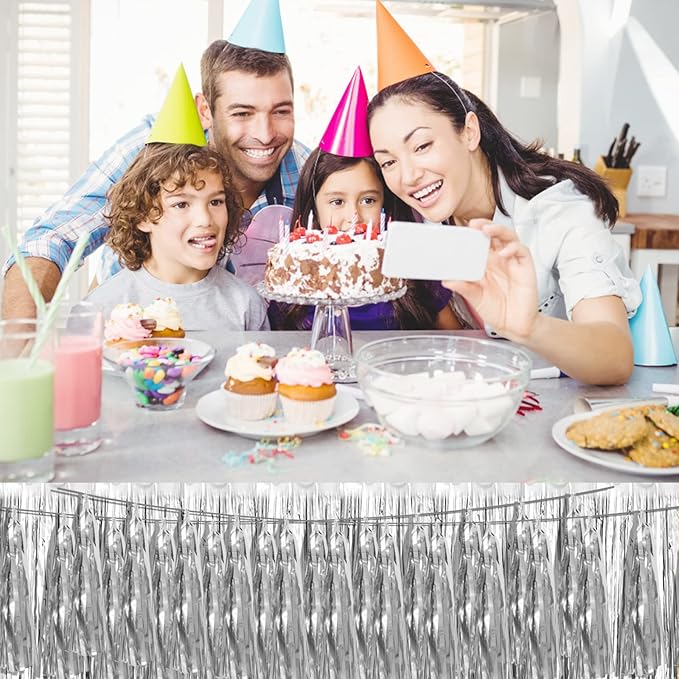3P Silver Foil Fringe Metallic Tassel Streamers Banner Tassel Garland - Image 4