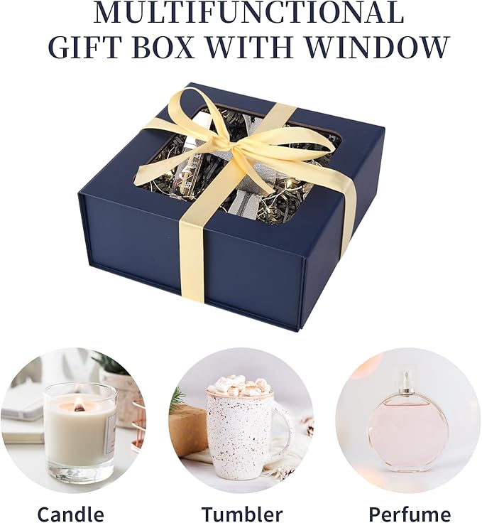 TIACABO Blue Gift Box with Window, 7.5"x7.5"x3.1" Bridesmaid Boxe - Image 3