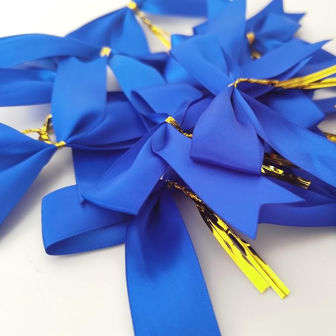 50pcs 3-1/2 Inch Blue Satin Ribbon Bows - Image 7