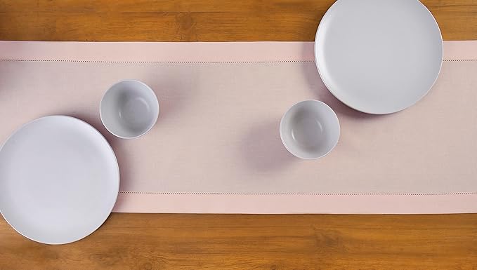 Solino Home Cotton Linen Pink Table Runner 72 Inches Long - Image 3