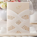 Hosmsua 50PCS Customized Ivory Wedding Invitations Kit 5.12x7.2 Inch Laser Cut by Hosmsua
