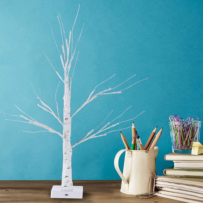 Sunnyglade 2PCS 2Ft 24 LED Birch Tree Light Bonsai Tree Light Warm White - Image 2