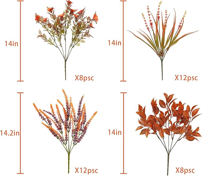 40 Pcs Artificial Fall Flowers Outdoor Faux Fall Plants UV Resistant Fall - Image 4