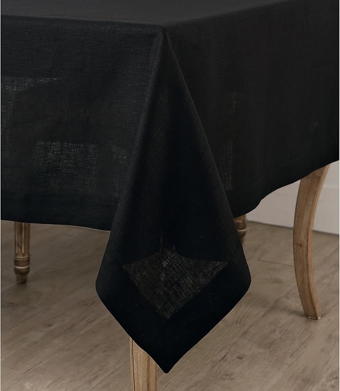 Solino Home Linen Black Tablecloth 60 x 132 Inch - Image 4