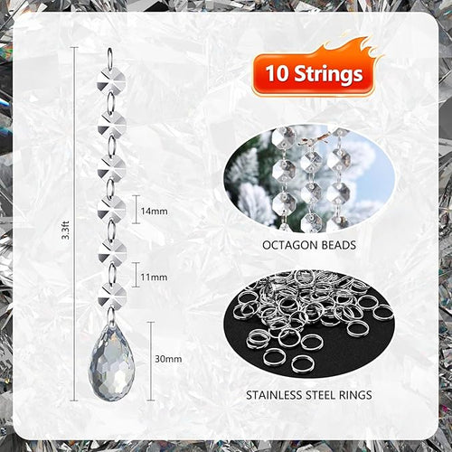 10 PCS Crystal Garland Strands, 33ft Hanging Crystal Strings - Image 2