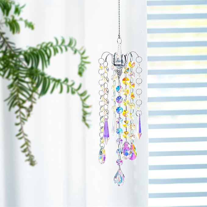 H&D HYALINE & DORA Chandelier Wind Chimes AB Coating Crystal Prisms Hanging - Image 4