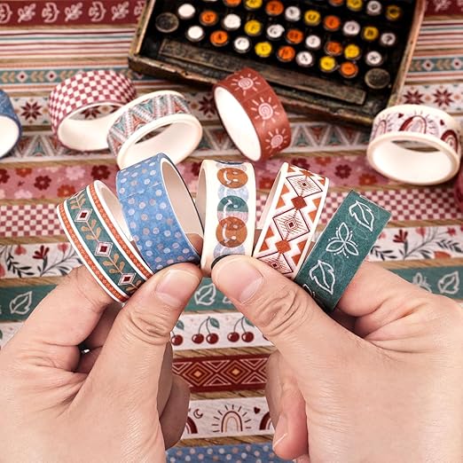 20 Rolls Bohemia Theme Washi Tape Set, Writable Decorative Tapes - Image 6