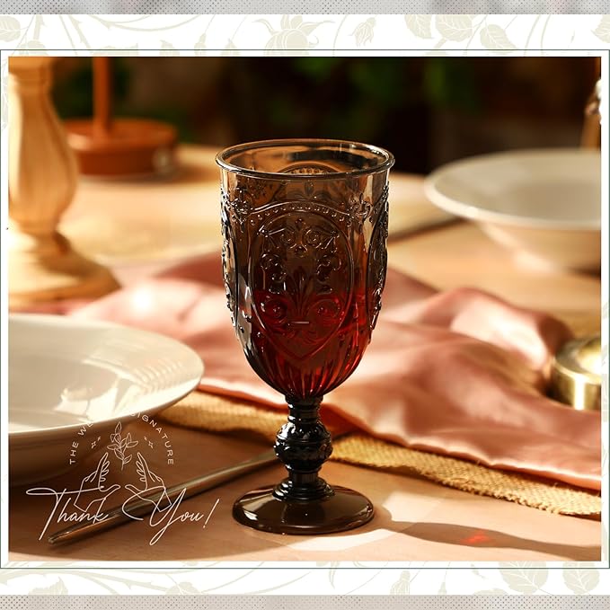 18 Pack Plastic Goblets 10oz Upgrade Vintage Water Goblet Plastic Wine Glasses - Image 5