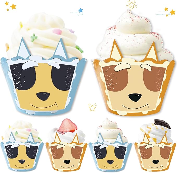 Cartoon Blue Dog Cupcake Wrappers 20pcs Dog Family Cupcake Liners Baking Cups by Unknown