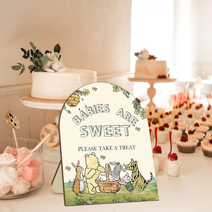 Classic Winnie Baby Shower Welcome Sign, Classic Pooh Babies are Sweet Please - Image 3