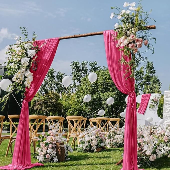 Hot Pink Wedding Arch Draping Fabric 2 Panels 29" x 20 FT Wedding Drapes by DeZerlor