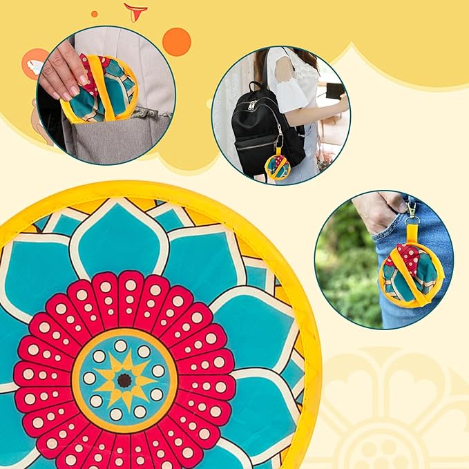 4pcs Mandala Round Foldable Hand Fan Japanese Foldable Fan Style Handheld - Image 5