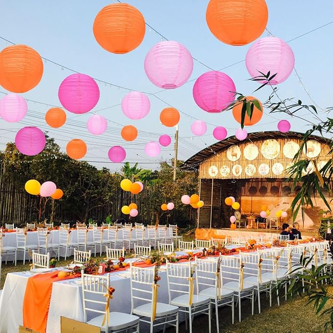 12Pcs Round Paper Lanterns Assorted Sizes - Image 5
