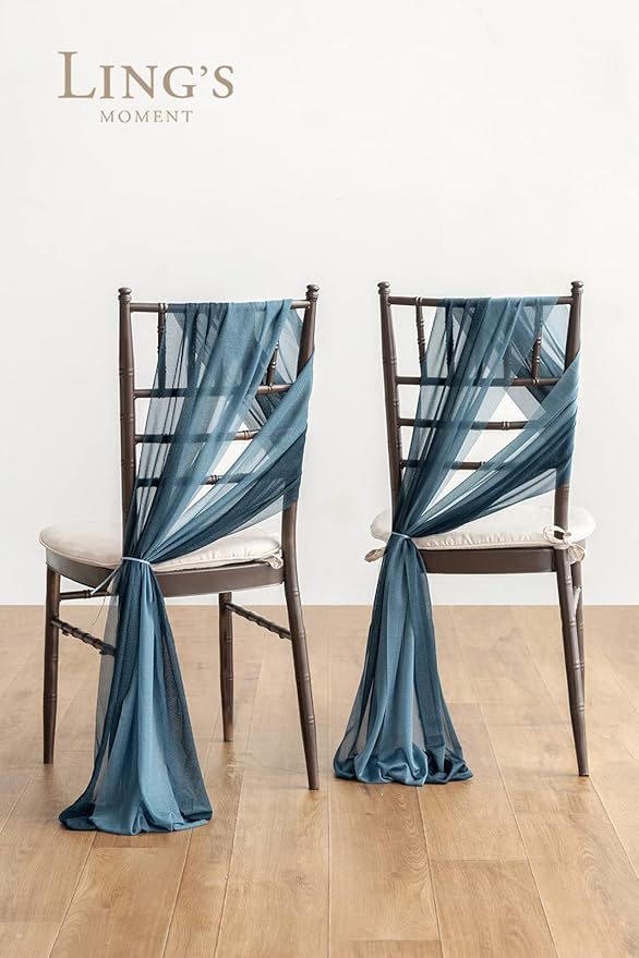 Ling's moment Wedding Chair Sashes Cover Aisle Decorations Draping Fabric - Image 2