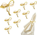 Gold Napkin Rings Set of 8 Pearl Bow Napkin Rings by DavifinaNapkinRings