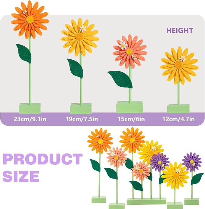 8 PCS Daisy Felt Centerpieces for Tables Flower Party Decorations Daisy - Image 4