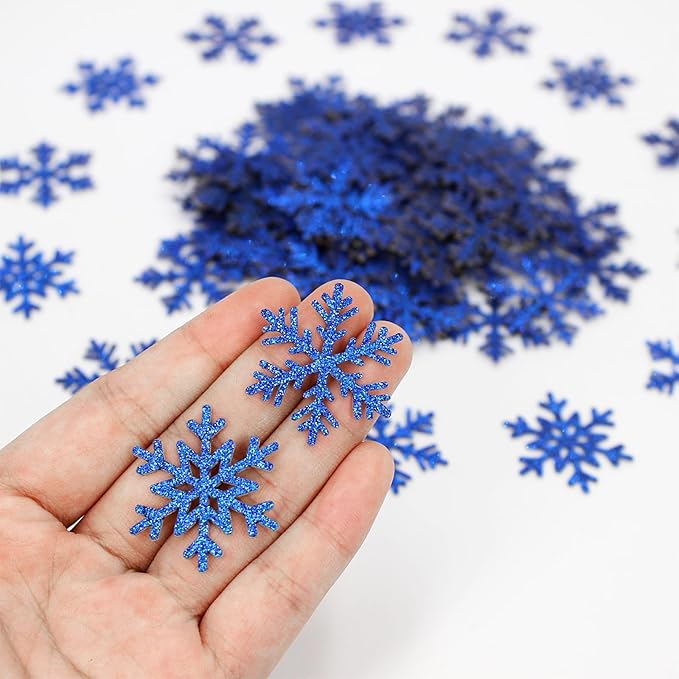 200PC Snowflake Confetti Dark Blue Christmas Confetti Snowflakes Table Scatter - Image 3
