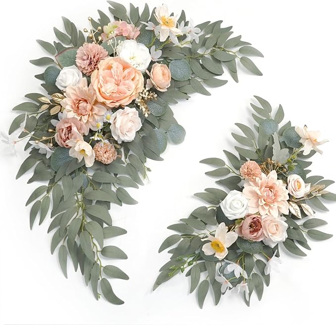 Faux Flower Swag Set of 2 for Wedding Welcome Signs Floral Swag Wedding by Piklado
