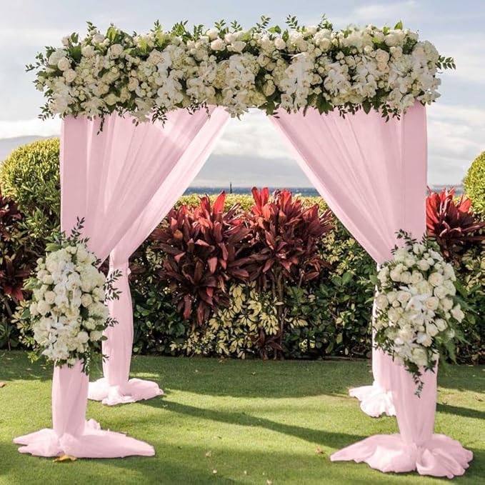 Wedding Arch Draping Fabric 1 Panel 30'' x 18FT Blushing Pink Sheer Chiffon - Image 5