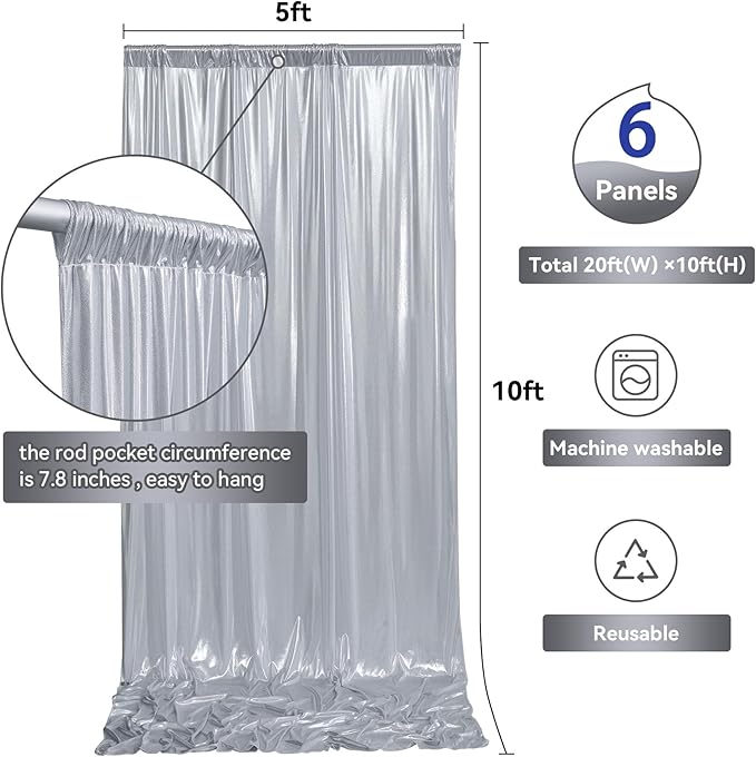 30ftx10ft Silver Sequin Backdrop Curtain - Image 5
