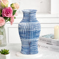 Blue and White Paper Honeycomb Vase, 11.6 Inch Foldable Decorative Vase by Homarakble