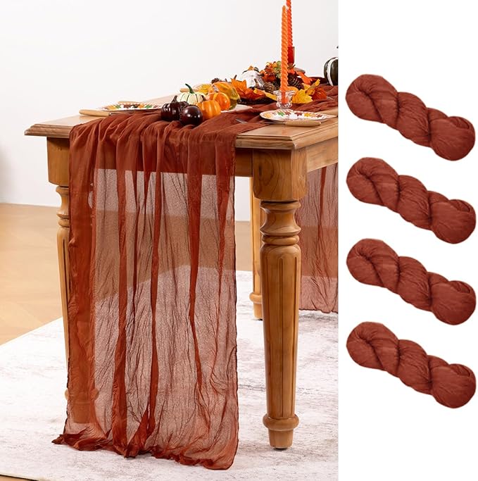 Terracotta Cheesecloth Table Runner 4 Pack Fall Burnt Orange Cheese Cloth Table by DeZerlor