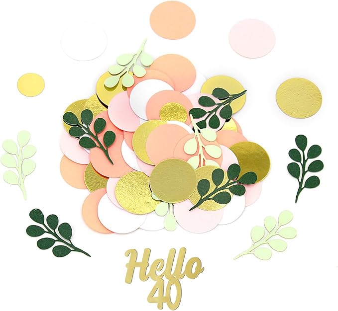 300PC 40TH Birthday Confetti for Table Pink and Sage Green Happy 40TH Birthday - Image 6