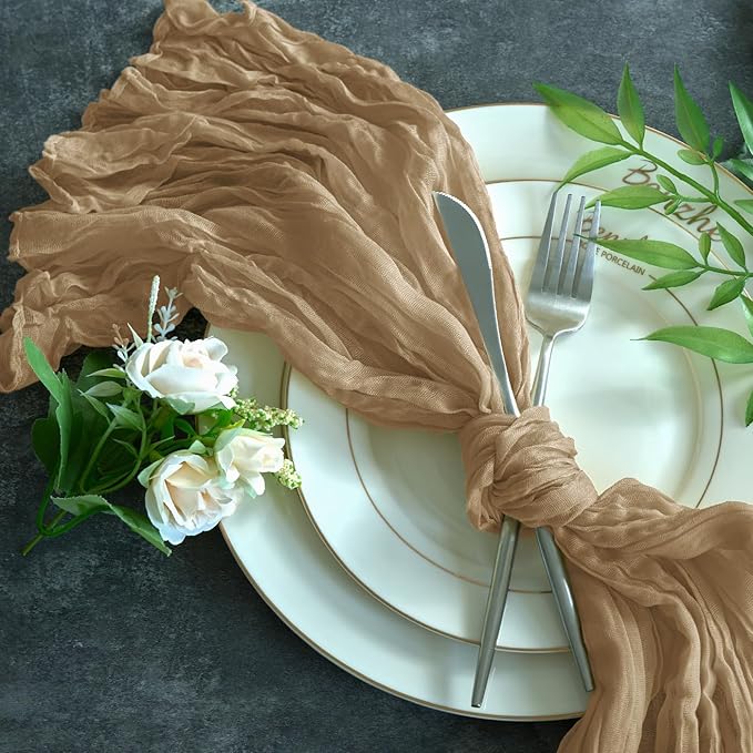 Sioloc Nude Cheesecloth Table Runner Fall Autumn Decor - Image 6