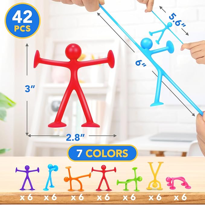 OleOletOy Suction Fidget Toys for Kids: 42 Pack Suction Cup People Toys - Image 3