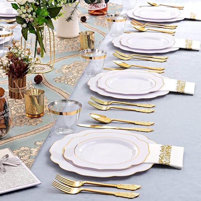 NOCCUR 175PCS Gold Plastic Plates - Image 9