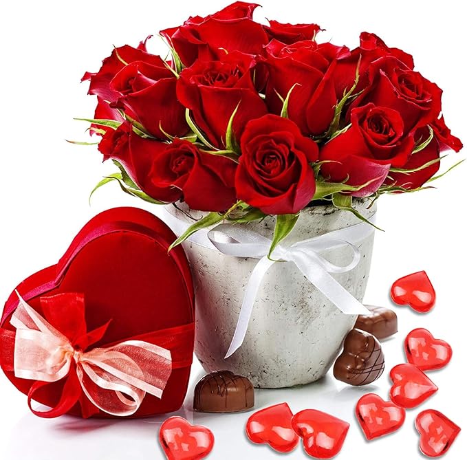 Fangoo 110 Pieces Red Acrylic Heart Red Heart Gems - Image 4