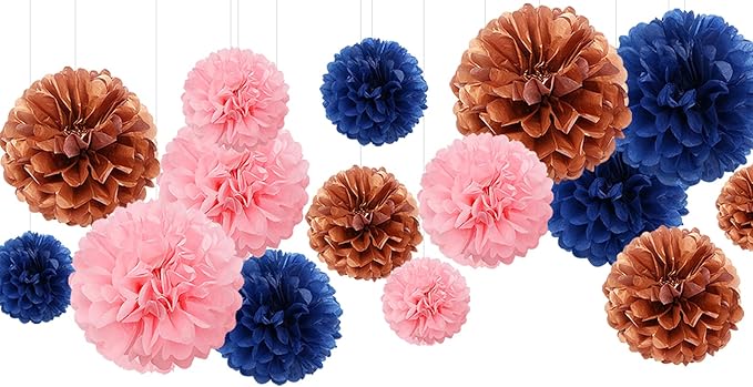 Gender-Reveal Decorations Tissue Paper Pom-Poms by Panduola
