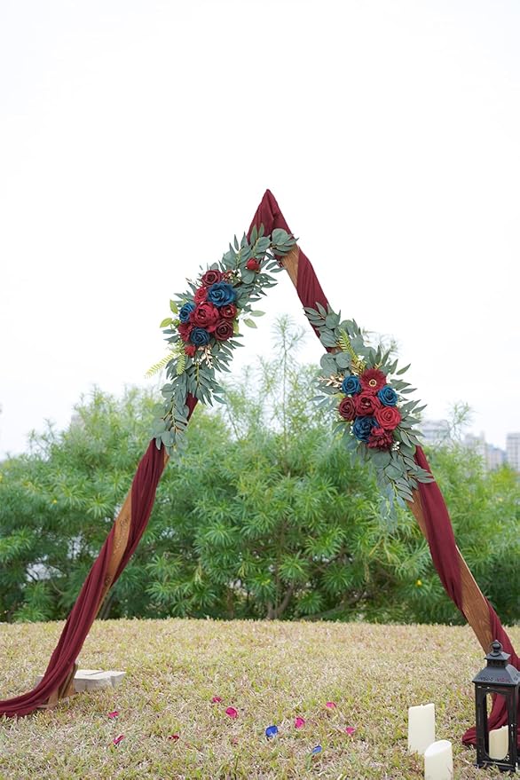 ponatia Wedding Arch Flowers, Burgundy and Navy Flowers Wedding Decorations - Image 9