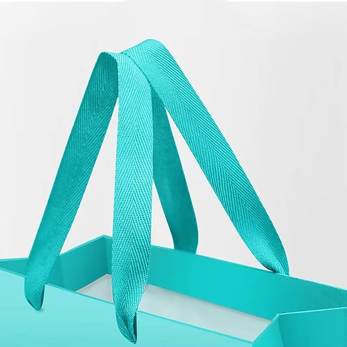 Teal Blue Paper Gift Bag 4 in Paper Box Small Square Bottom Kraft Paper Bags - Image 7