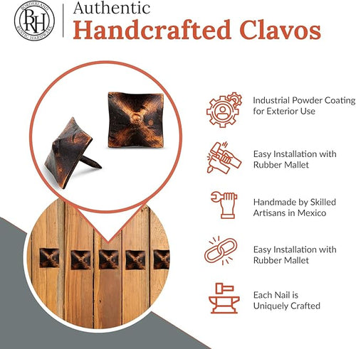 10 Pack 1" Square Head Iron Clavos Decorative Nails – Oil Rubbed Bronze – - Image 2