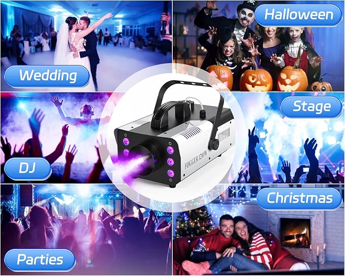 1200W RGB Fog Machine, 6 Colorful LED Lights - Image 5