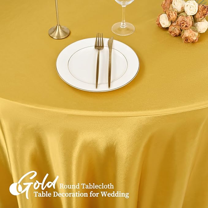 6 Pack 108 Inch Gold Satin Tablecloth - Image 5