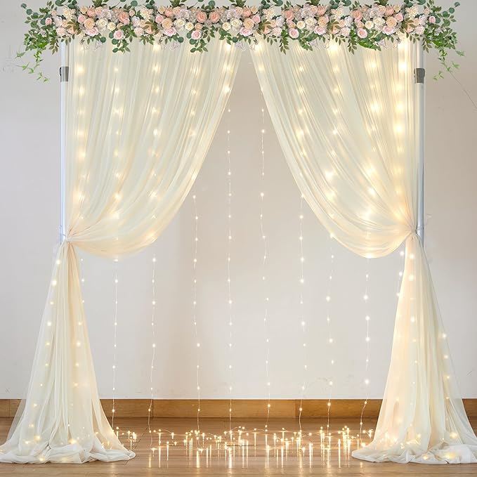 Ivory Sheer Backdrop Curtains - Image 2
