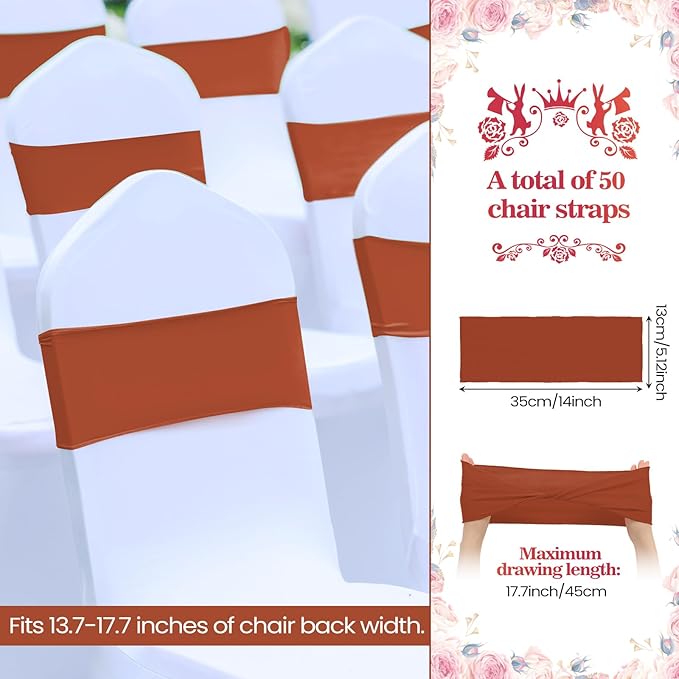 Kinlop 50 Pcs Spandex Chair Sashes Bows Chair Bands Slider Sashes - Image 2