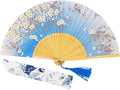 Amajiji 8.27" Hand Held Bamboo Silk Folding Fan Hand Fan, Chinese/Japanese by Amajiji
