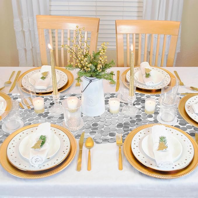 VHH Sequin Table Runner 12 x 108 inches Silver Table Runner, Glitter Runner - Image 7