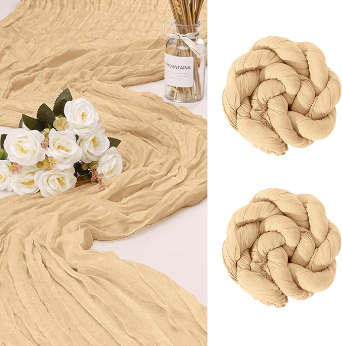 2 Pack Cheesecloth Table Runner 10Ft Christmas Gauze Boho Table Runners by HOME