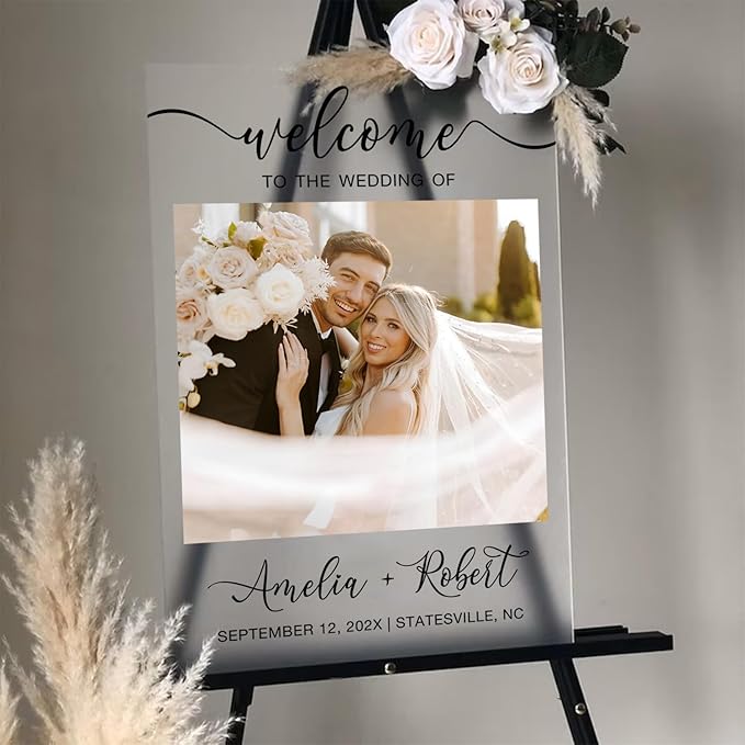Personalized Wedding Photo Acrylic Welcome Sign – Custom Picture Board - Image 5