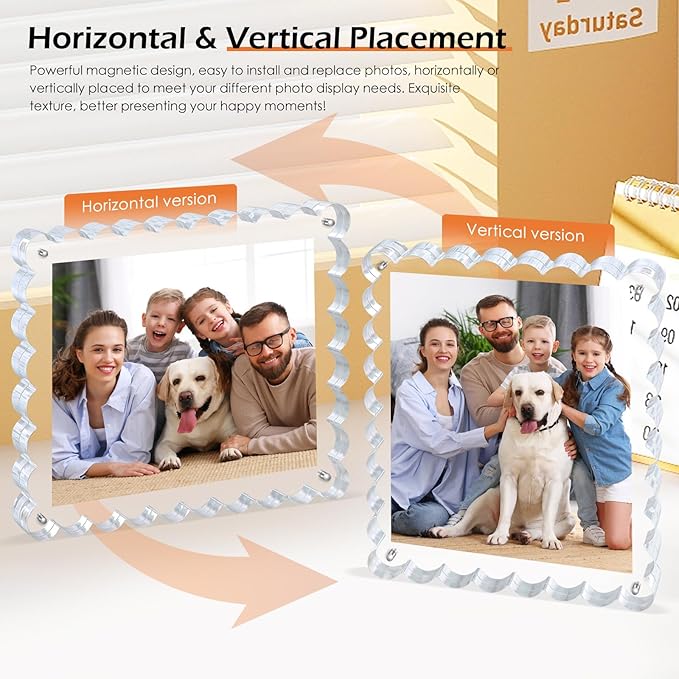3Pack Scalloped Acrylic Photo Frame 8×10 Inch, 15+15mm Thick Block Clear Glass - Image 7