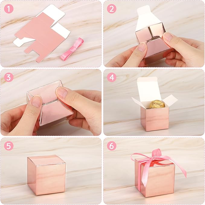 EUSOAR Candy Boxes Party Favors, Square Bakery Cookies Box Paper Chocolate - Image 4