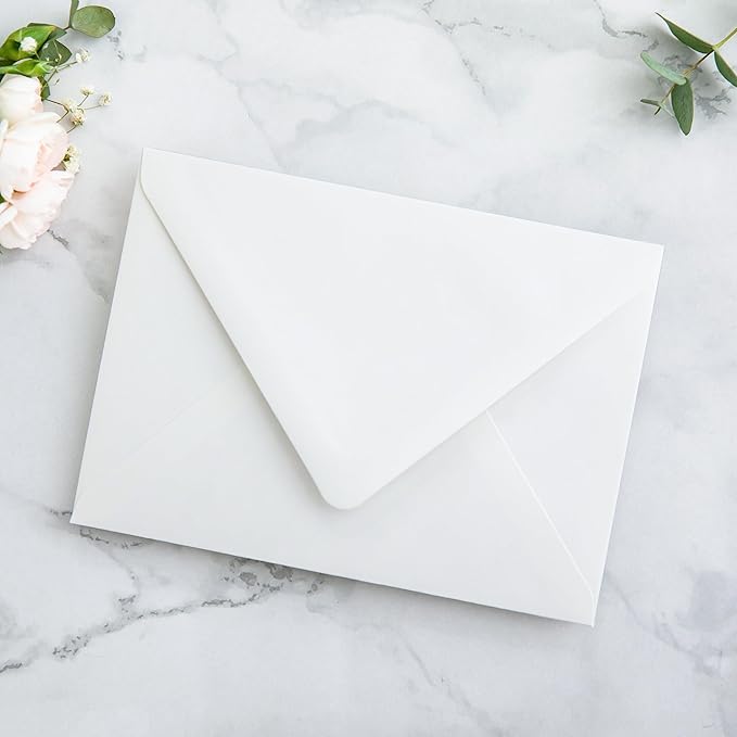 PONATIA 50PCS A7 Euro Flap Envelopes, 5.25 x 7.25'' Ivory Envelopes - Image 8