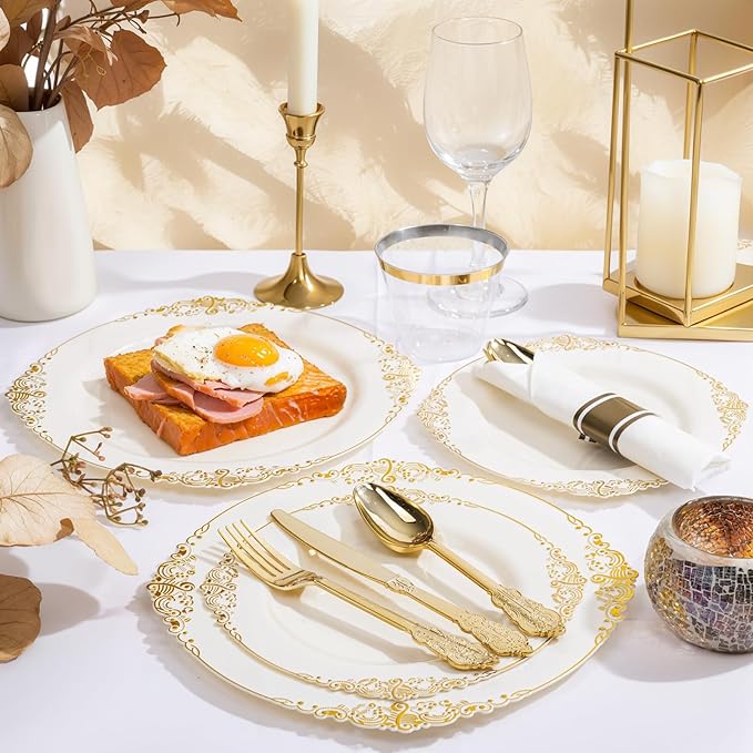 Nervure 350PCS Ivory Plastic Plates - Image 5